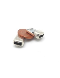 Fermoir aimanté lacet, lanière de 6mm X 2,2mm en métal argenté 2