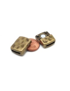 Fermoir aimanté pour lanière de 10mm en métal de couleur bronze martelé aimant fort  2