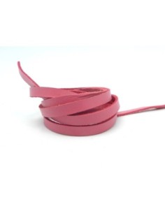 1m Cuir plat largeur 6mm de couleur rose - CUIR VERITABLE - 6mm x 1,7mm