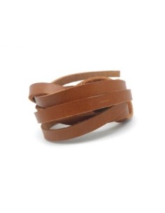 1m Cuir plat largeur 6mm de couleur marron camel - CUIR VERITABLE - 6mm x 1,7mm
