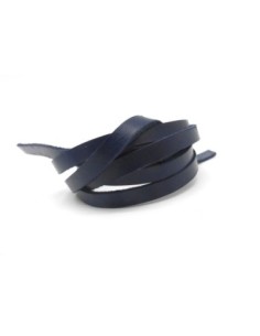 1m Cuir plat  6mm de bleu marine - CUIR VERITABLE - 6mm x 1,7mm