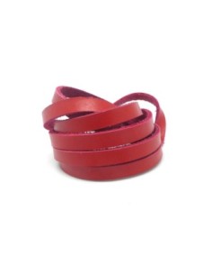 1m Cuir largeur 6mm rouge coquelicot - CUIR VERITABLE - 6mm x 1,7mm