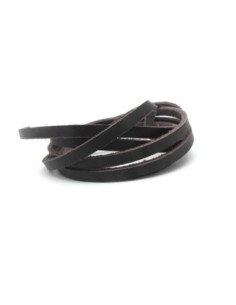 1m Cuir plat largeur 4mm marron foncé brun - CUIR VERITABLE - 4mm x 1,7mm