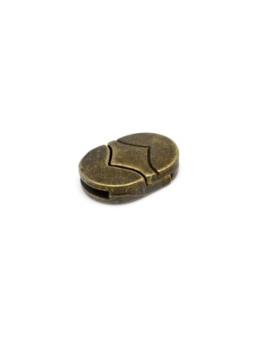 Fermoir aimanté manchette arrondi pour lanière cuir de 13mm en métal de couleur bronze