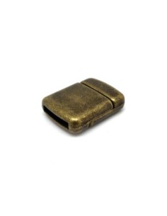 Fermoir aimanté manchette pour lanière cuir de 12mm en métal de couleur bronze