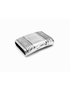 Fermoir aimanté manchette pour lanière de 16mm en métal argenté travaillé style ethnique