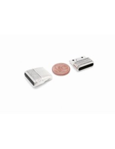 Fermoir aimanté manchette pour lanière de 16mm en métal argenté travaillé style ethnique 2