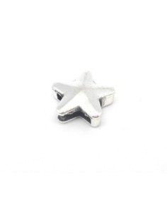 5 Perles passant étoile en métal argenté biseauté pour lanière de 10mm 2
