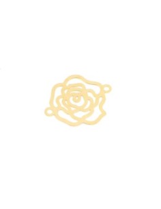 4 Estampes connecteur rose camélia filigrane évidé 2cm ajouré en métal doré très fin, léger et stylisé