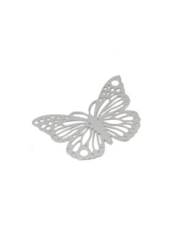 4 Connecteurs papillon filigrane 25mm en métal argenté