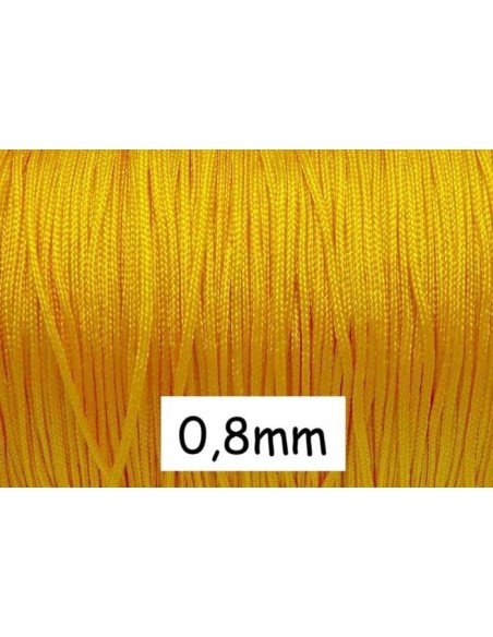 Fil de nylon tressé jaune bouton d'or 0,8mm pour création de bracelet