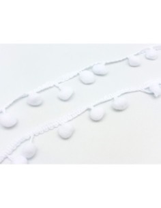 1,3m Ruban pompon Galon pompon de couleur blanc 7mm
