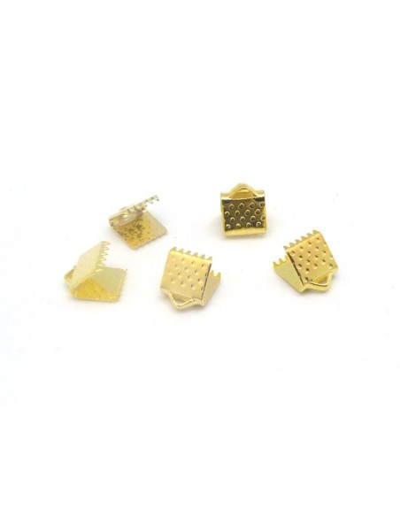 20 Embouts griffe serre ruban pour lanière de 6mm en métal doré