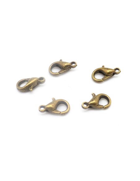 Fermoir mousqueton 10mm en métal de couleur bronze