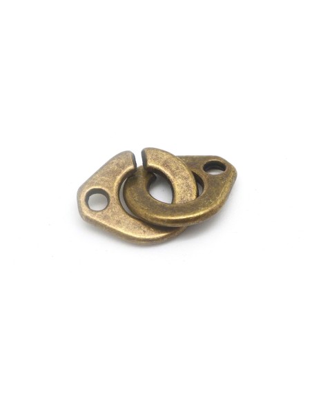 1 Fermoir menotte rond en métal de couleur bronze 16mm x 14mm