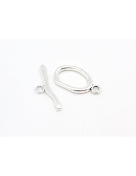 Lot de 3 Fermoirs toggle ovale irrégulier, en T toggle en métal argenté martelé