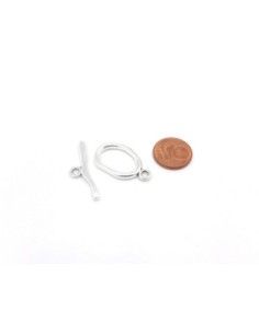 Lot de 3 Fermoirs toggle ovale irrégulier, en T toggle en métal argenté martelé 2