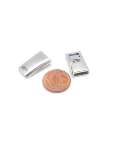 Fermoir aimanté pour lanière de 9mm en métal argenté finition brillante effet miroir