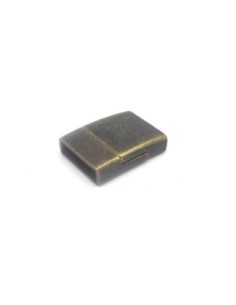 Fermoir aimanté rectangle manchette pour lanière de 15mm en métal de couleur bronze foncé