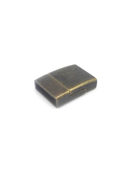 Fermoir aimanté rectangle manchette pour lanière de 15mm en métal de couleur bronze foncé