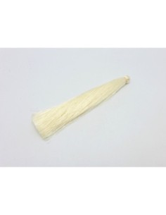 1 grand pompon de couleur blanc ivoire écru doux et brillant en rayonne 