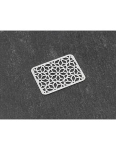 2 Estampes connecteur rectangle en filigrane travaillé en métal argenté brillant blanc 15mm x 20mm