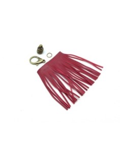 KIT bijoux de sac porte clé pompon simili cuir frange 10cm de couleur rouge marsala bordeaux et métal de couleur bronze 2