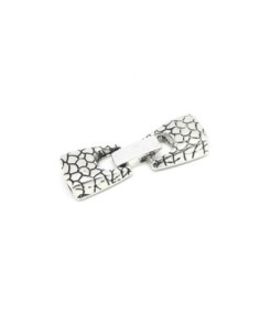 Fermoir clip motif écailles pour lanière de 10mm en métal argenté