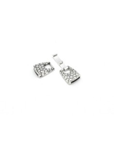 Fermoir clip motif écailles pour lanière de 10mm en métal argenté  2