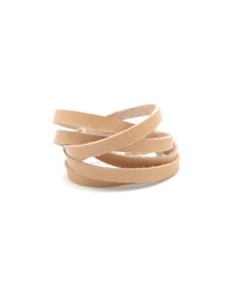 Cuir plat largeur 6mm de couleur marron clair beige - CUIR VERITABLE - 6mm x 1,6mm