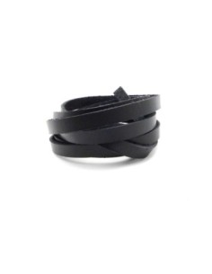 1m Cuir plat largeur 6mm de couleur noir - CUIR VERITABLE - 6mm x 1,6mm