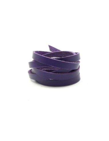 1m Cuir plat largeur 6mm de couleur violet - CUIR VERITABLE - 6mm x 1,8mm