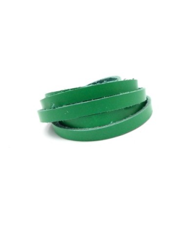 1m Cuir plat largeur 6mm de couleur vert herbe - CUIR VERITABLE - 6mm x 1,7mm