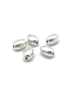 10 Perles grain de riz, ovale, olive en métal argenté lisse 8,3mm x 5,5mm