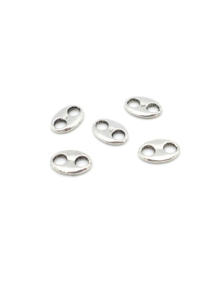 20 Intercalaires grain de café fermoir 11,2mm x 7,9mm en métal argenté lisse 