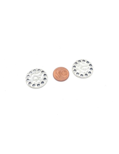 4 connecteurs roue 12 trous breloque intercalaire en métal argenté martelé