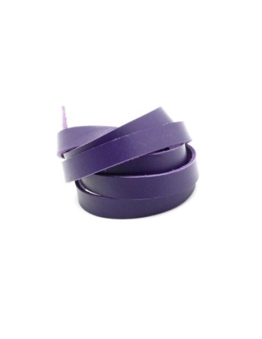 Lanière Cuir plat 10mm de couleur violet - CUIR VERITABLE