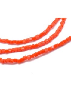 65 perles carré, cube facetté en verre 2,5mm x 2,5mm de couleur orange tangerine - bracelet wrap 2