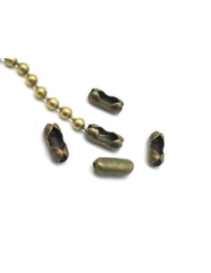 25 fermoirs chaine bille boule connecteur embout chaine pour chainette de 3mm en métal de couleur bronze