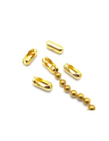 25 fermoirs chaine bille boule connecteur embout chaine pour chainette de 3mm en métal doré