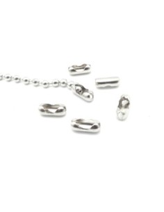25 fermoirs chaine bille boule connecteur embout chaine pour chainette de 3mm en métal argenté