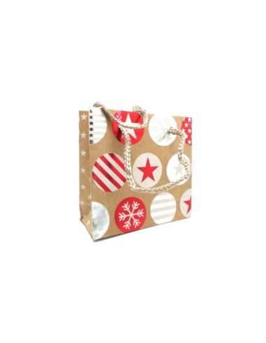 Pochette cadeaux 15 x 14,5cm motif étoile boule de noël en papier épais 