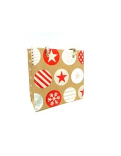 Pochette cadeaux 15 x 14,5cm motif étoile boule de noël en papier épais  2
