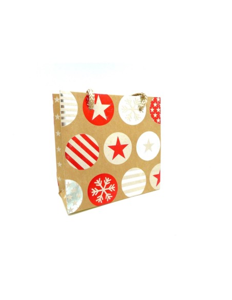Pochette cadeaux 15 x 14,5cm motif étoile boule de noël en papier épais 