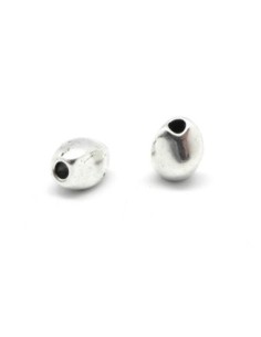 3 grosses Perles en métal argenté galets irrégulière asymétrique 13mm x 10mm 
