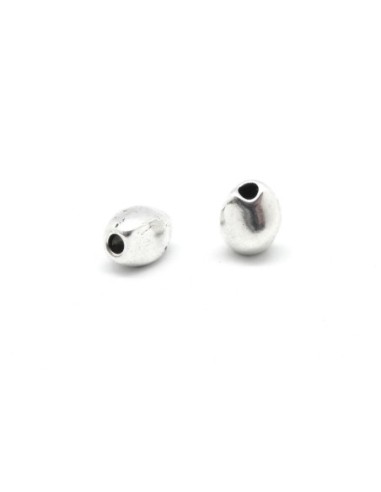 3 grosses Perles en métal argenté galets irrégulière asymétrique 13mm x 10mm 