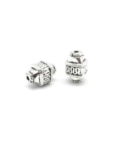 4 Perles connecteur bionique style ethnique en métal argenté travaillé 13mm x 9mm