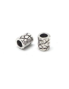 20 Perles tube tonneau en métal argenté style contemporain 7mm x 6mm style ethnique