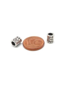 20 Perles tube tonneau en métal argenté style contemporain 7mm x 6mm style ethnique  2