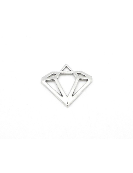  Pendentif connecteur diamant en métal argenté vieilli 